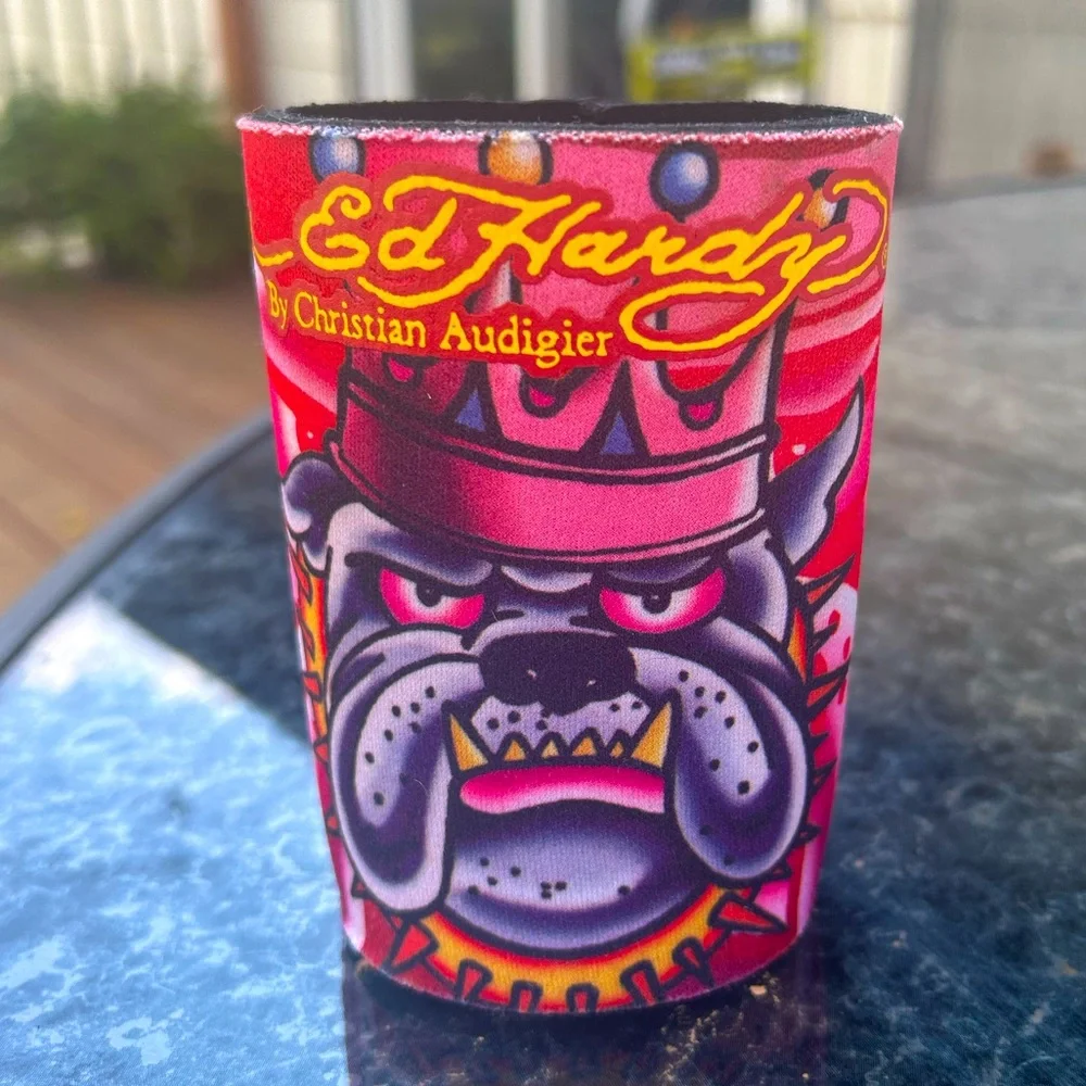 Ed Hardy by Christian Audigie Koozie Can Hugger Royal Bulldog Drink Accessory
